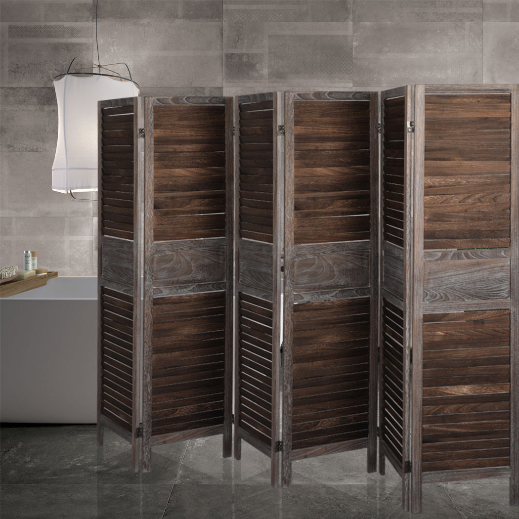 Levede Room Divider 6 Panel Folding Brown-1954802329907761159