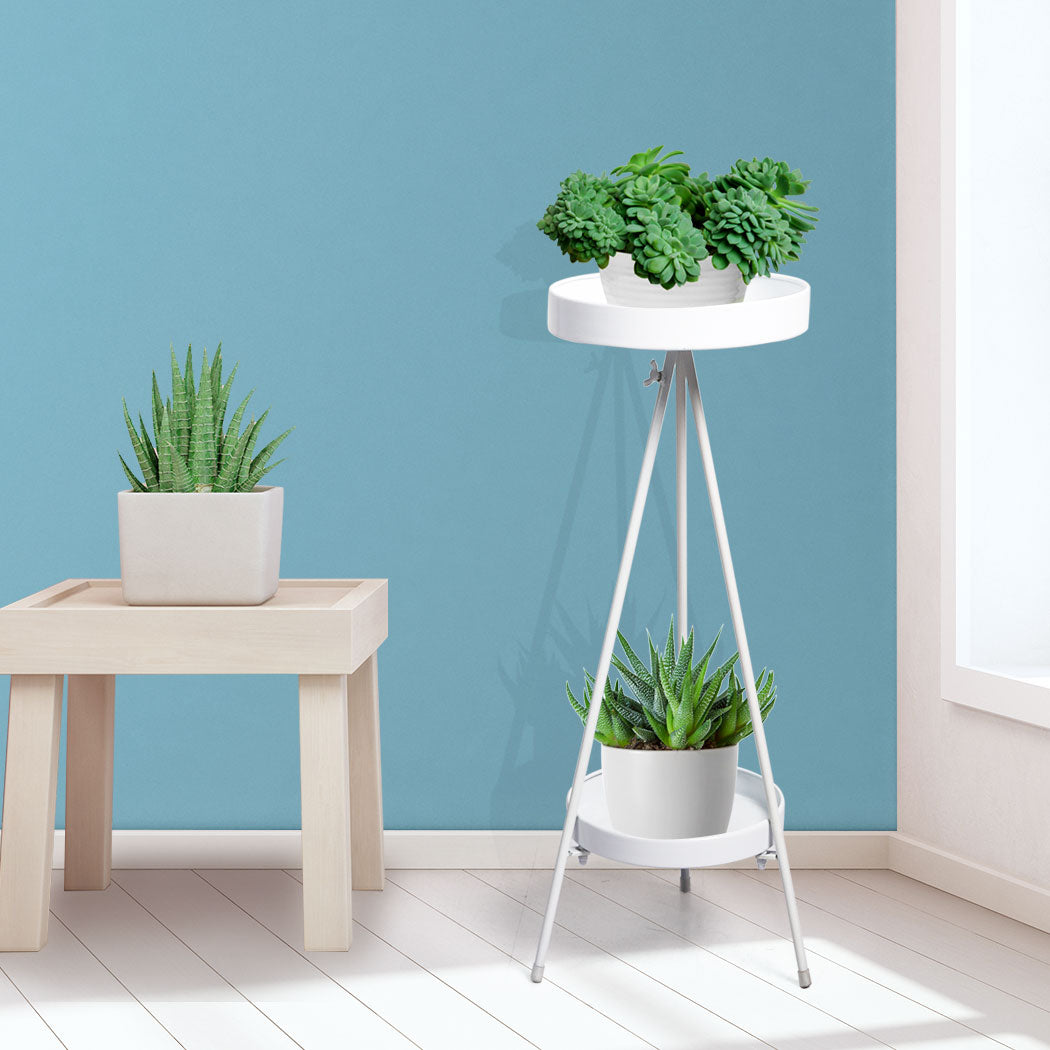 Levede Plant Stand 2 Tiers Outdoor Indoor White Large-1954802668392288263