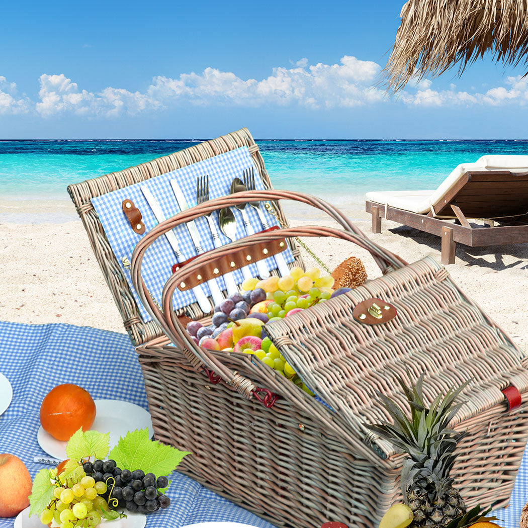 4 Person Picnic Basket Baskets Set Outdoor-1954802901494927367