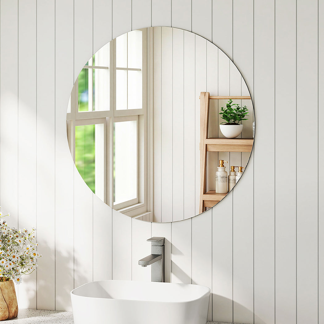 Yezi 50cm Round Wall Mirror Frameless Tempered Glass-1973193573570580487
