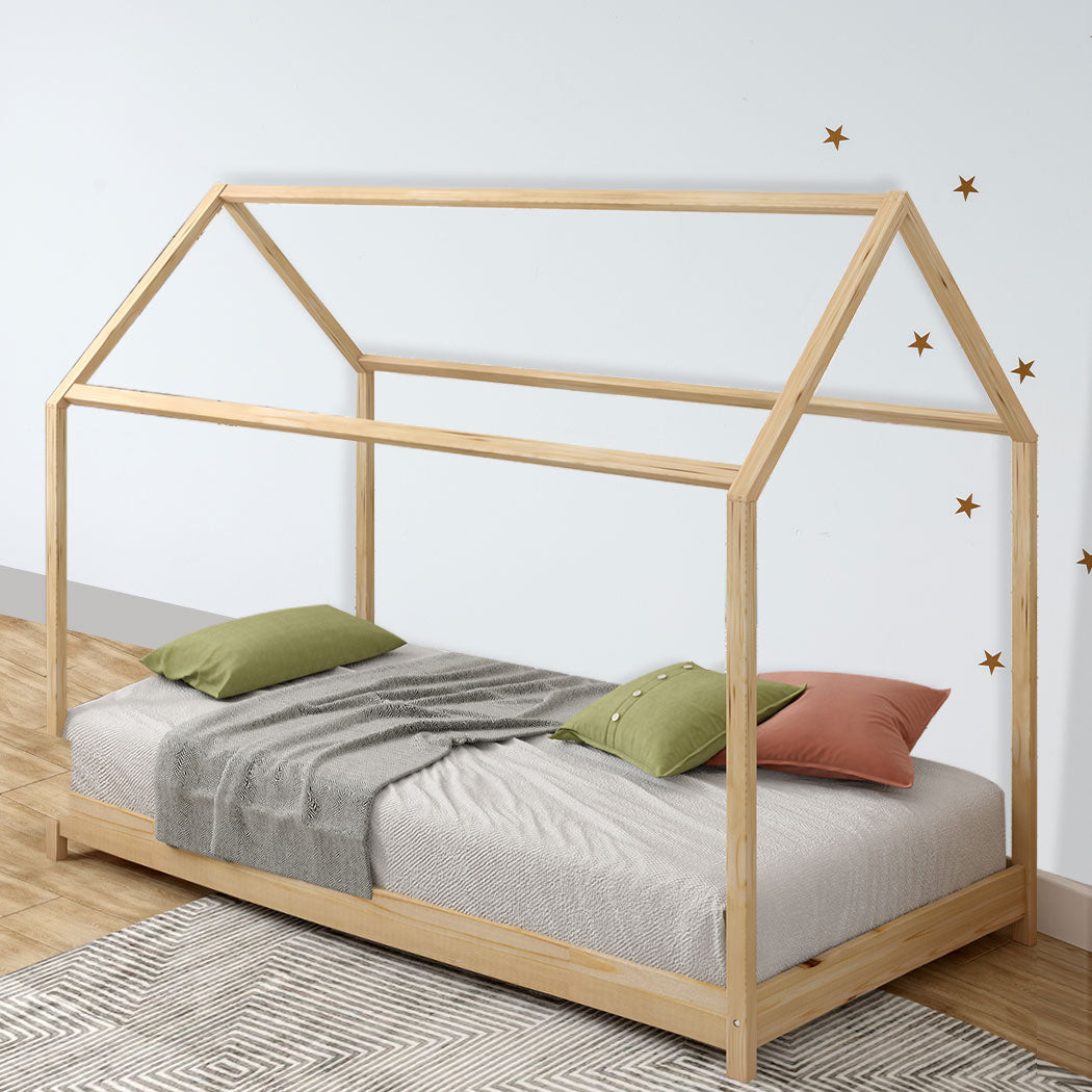 Levede Bed Frame Single Wooden Timber Nature Natural-1919892911663747079
