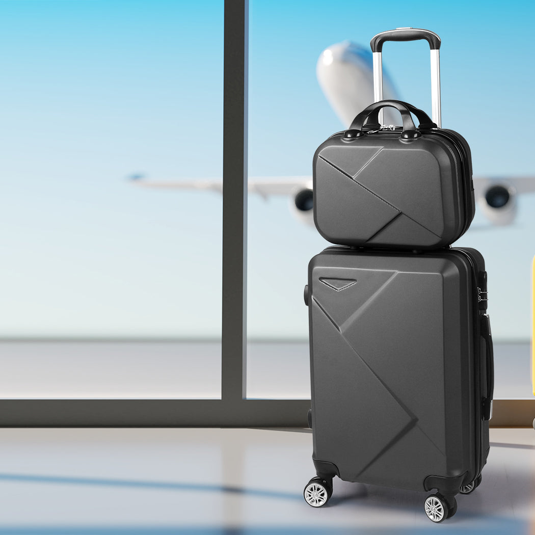 Slimbridge 2pcs 20"Travel Luggage Set Dark Grey-1954802807936782343