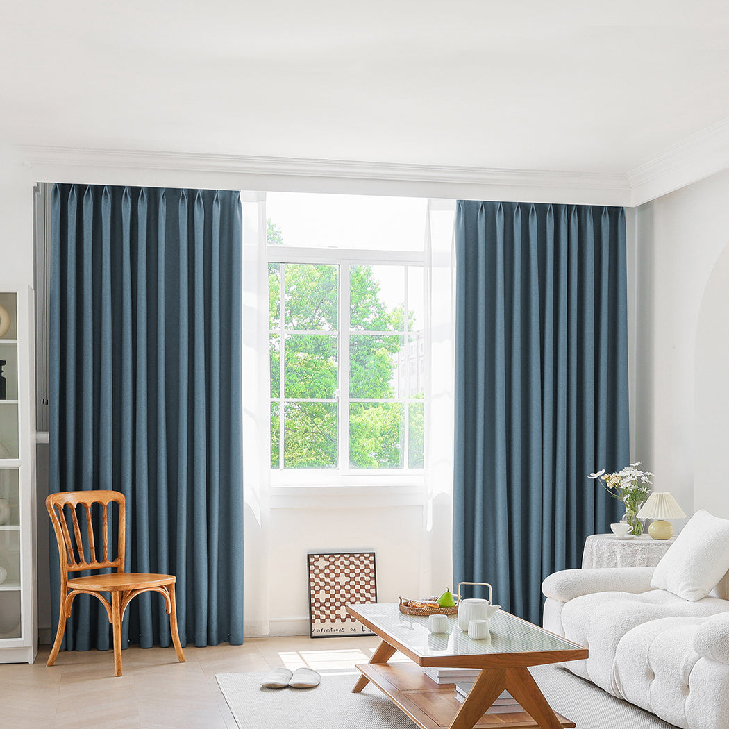 Marlow 2XBlockout Curtains Chenille 132x250 Blue-1954802975318872071