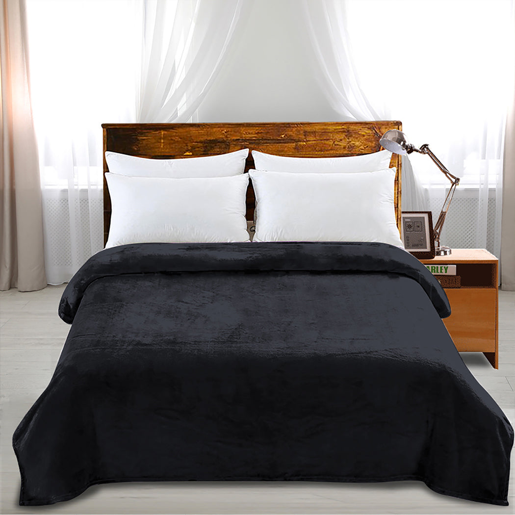 DreamZ 320GSM 220x240cm Ultra Soft Mink Dark Grey Queen-1954802937142317063
