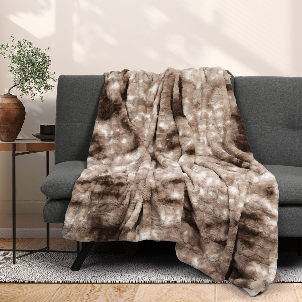 Dreamz Luxury Tie-dyed Blanket Brown 152cm x 203cm-1954802366846996486