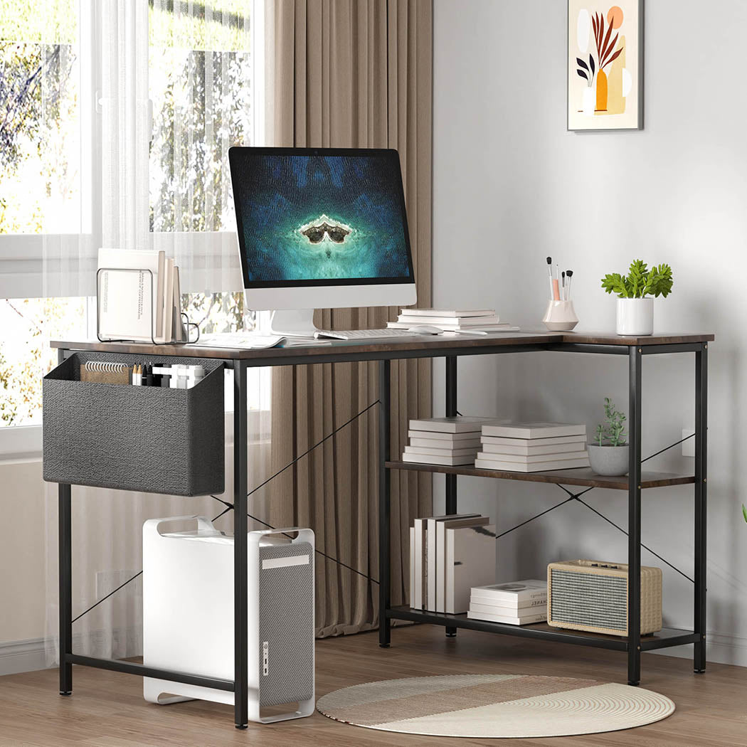 Levede L Shaped Computer Desk Corner Desk Brown-1954802381891964935