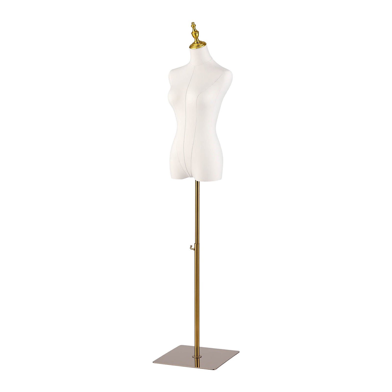 Embellir Dress Form Mannequin, Adjustable Female Torso, White Canvas Fabric, Display Stand with Detachable Gold Metal Bracket & Base