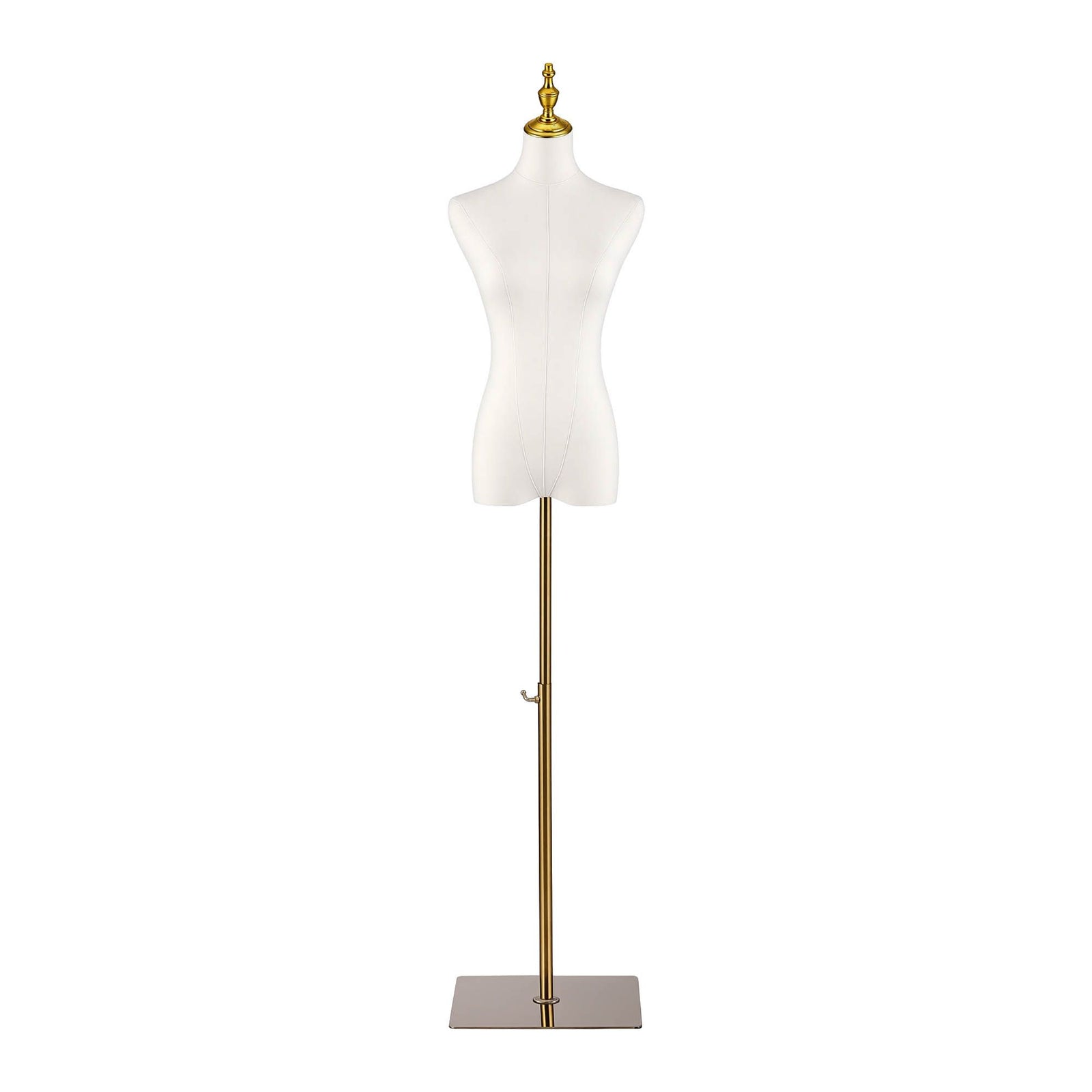 Embellir Dress Form Mannequin, Adjustable Female Torso, White Canvas Fabric, Display Stand with Detachable Gold Metal Bracket & Base