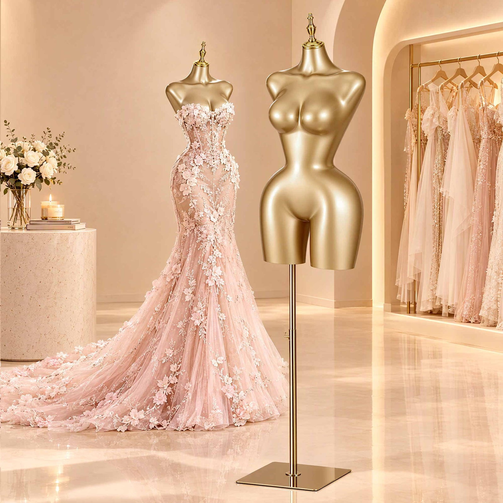 Embellir Female BBL Mannequin, Adjustable Dress Form Dummy Model Clothes Display, Gold