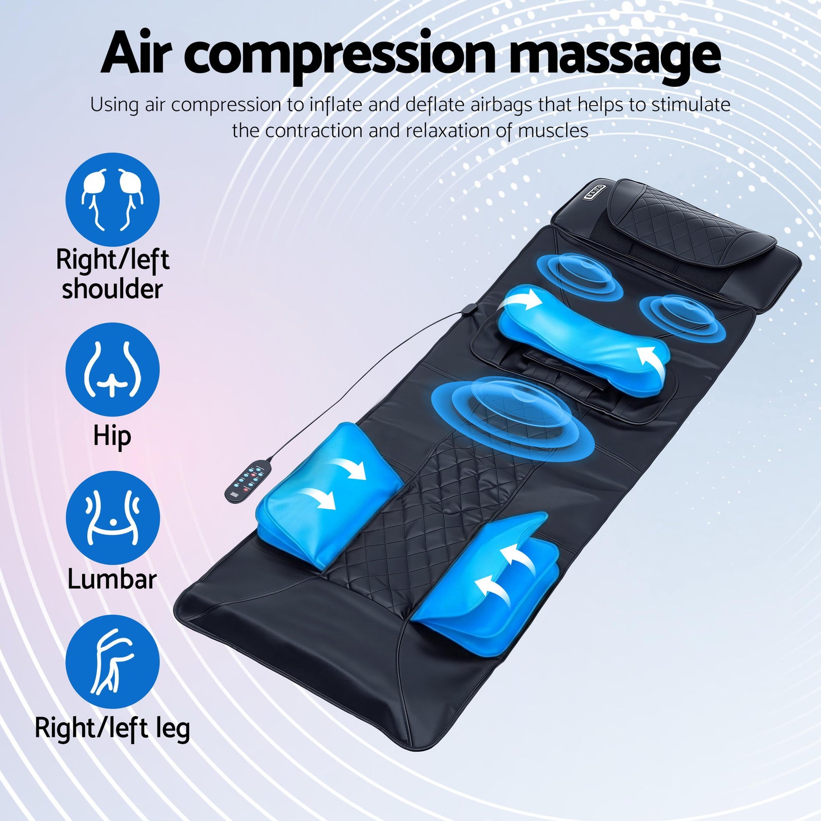 Livemor Massage Mat Heated Kneading Neck Massager Lumbar Airbag Stretch
