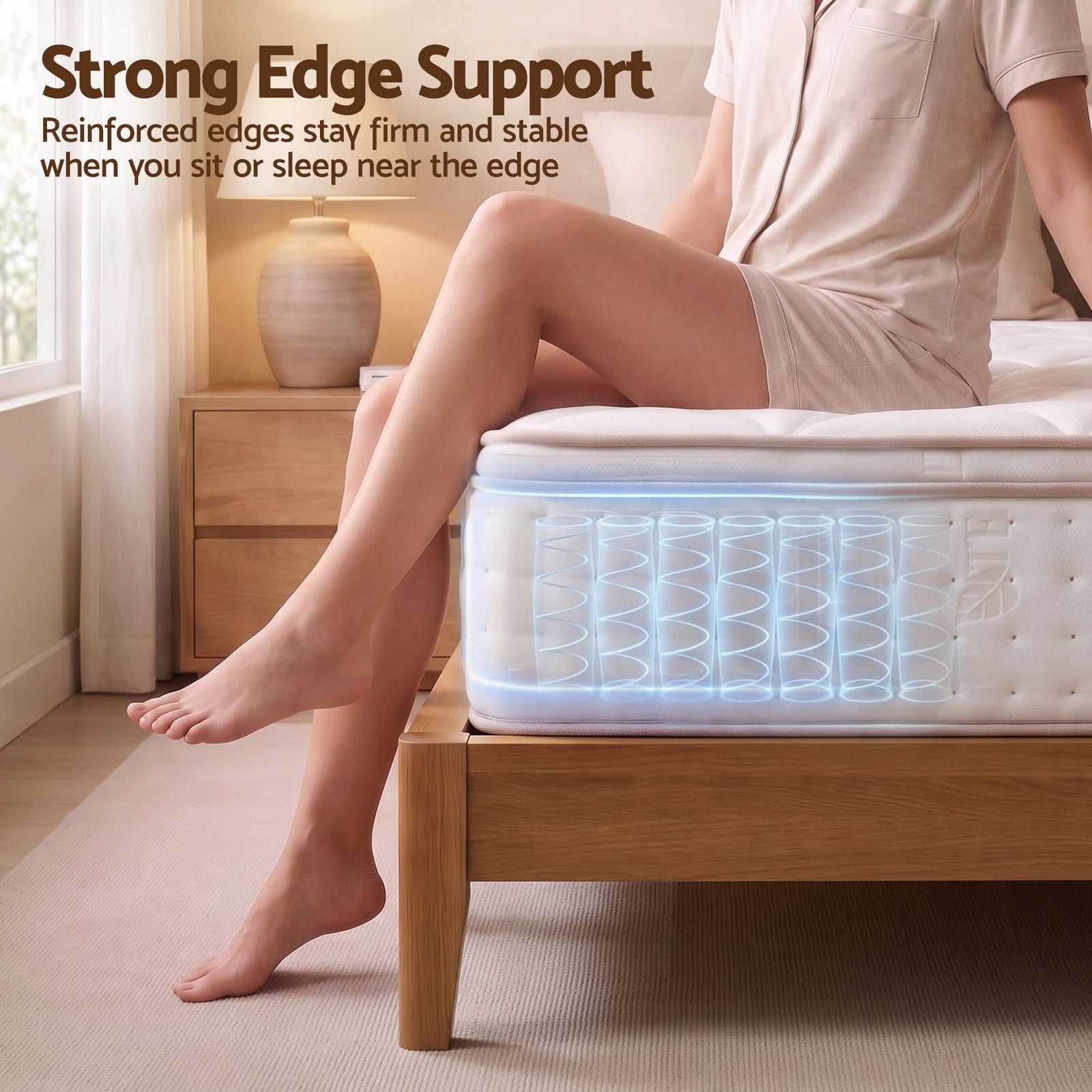 Giselle 30cm Queen Spring Mattress Tencel Cover 5-Zone Firm Back Support