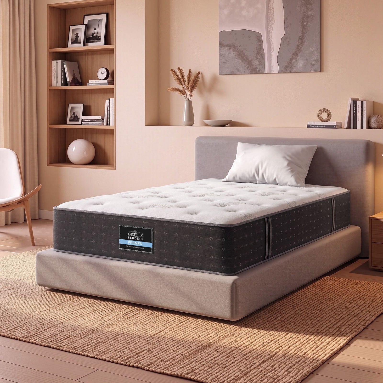 Giselle Single Reversible Spring Mattress Cashmere Cover Gel Foam Firm 35cm
