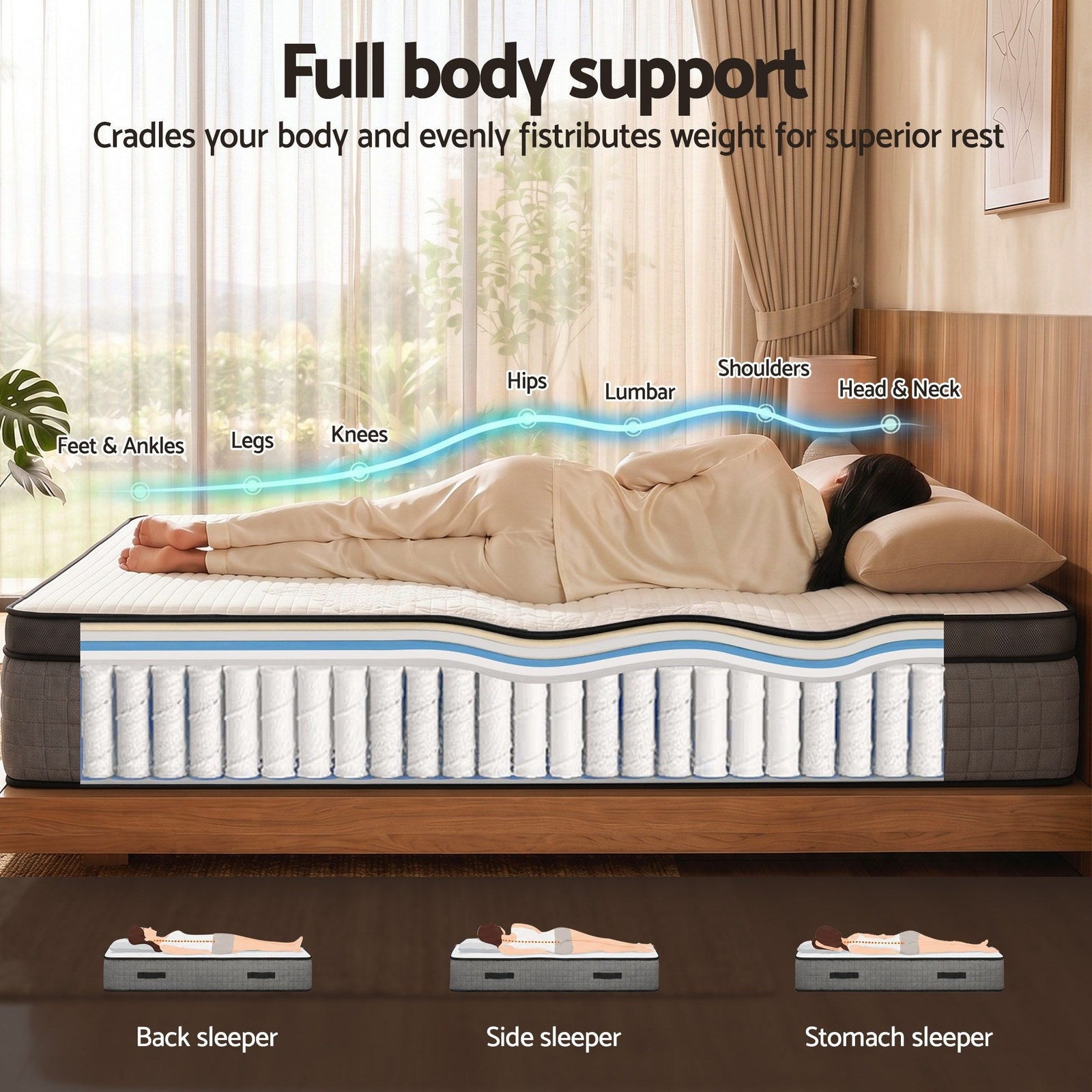 Giselle Bedding Double Mattress 37cm 4-in-1 Adjustable Firmness Cooling Gel Memory Foam Dual-Zone Flippable for Couples