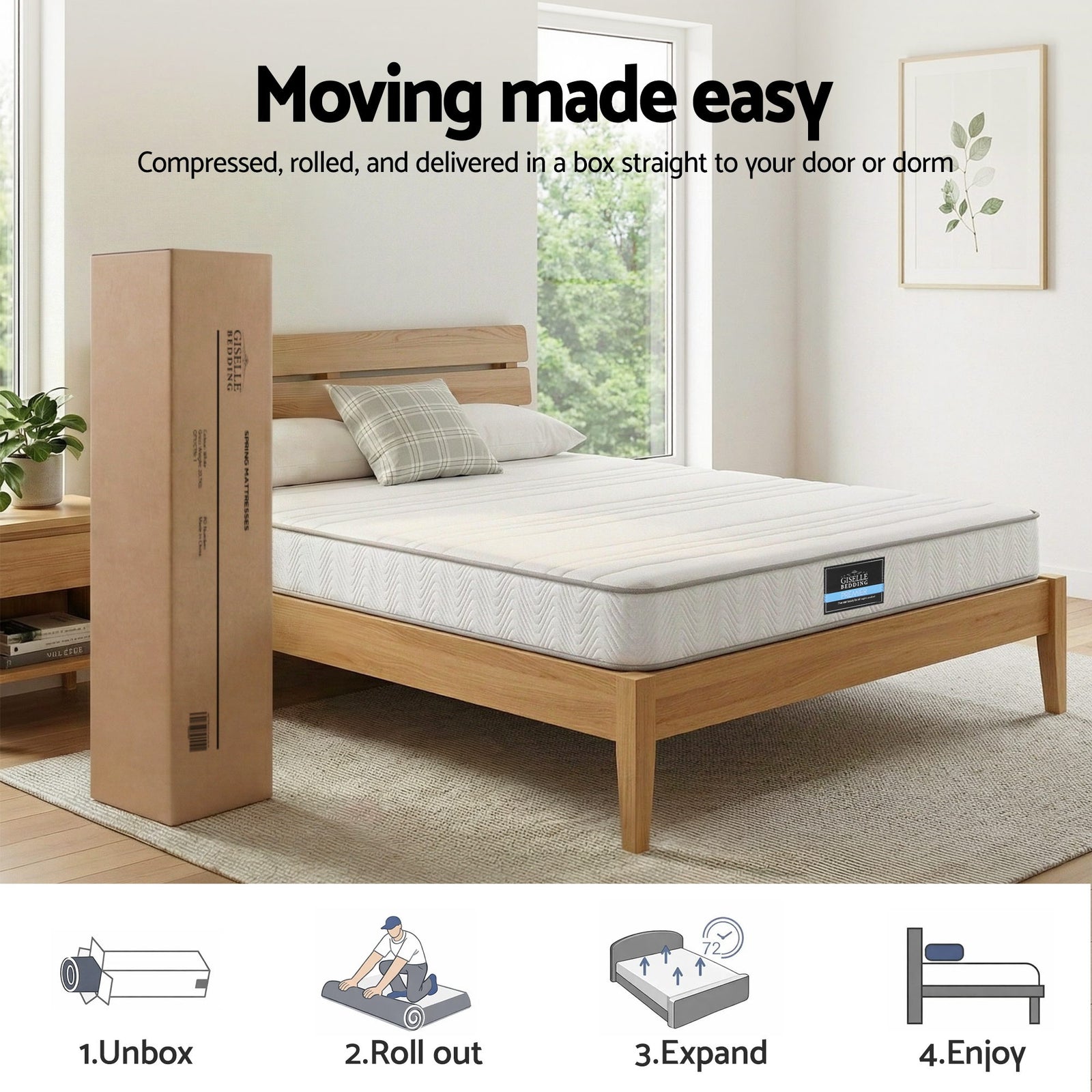 Giselle Double Mattress 20cm with Reinforced Edge Support Egg-Crate Foam