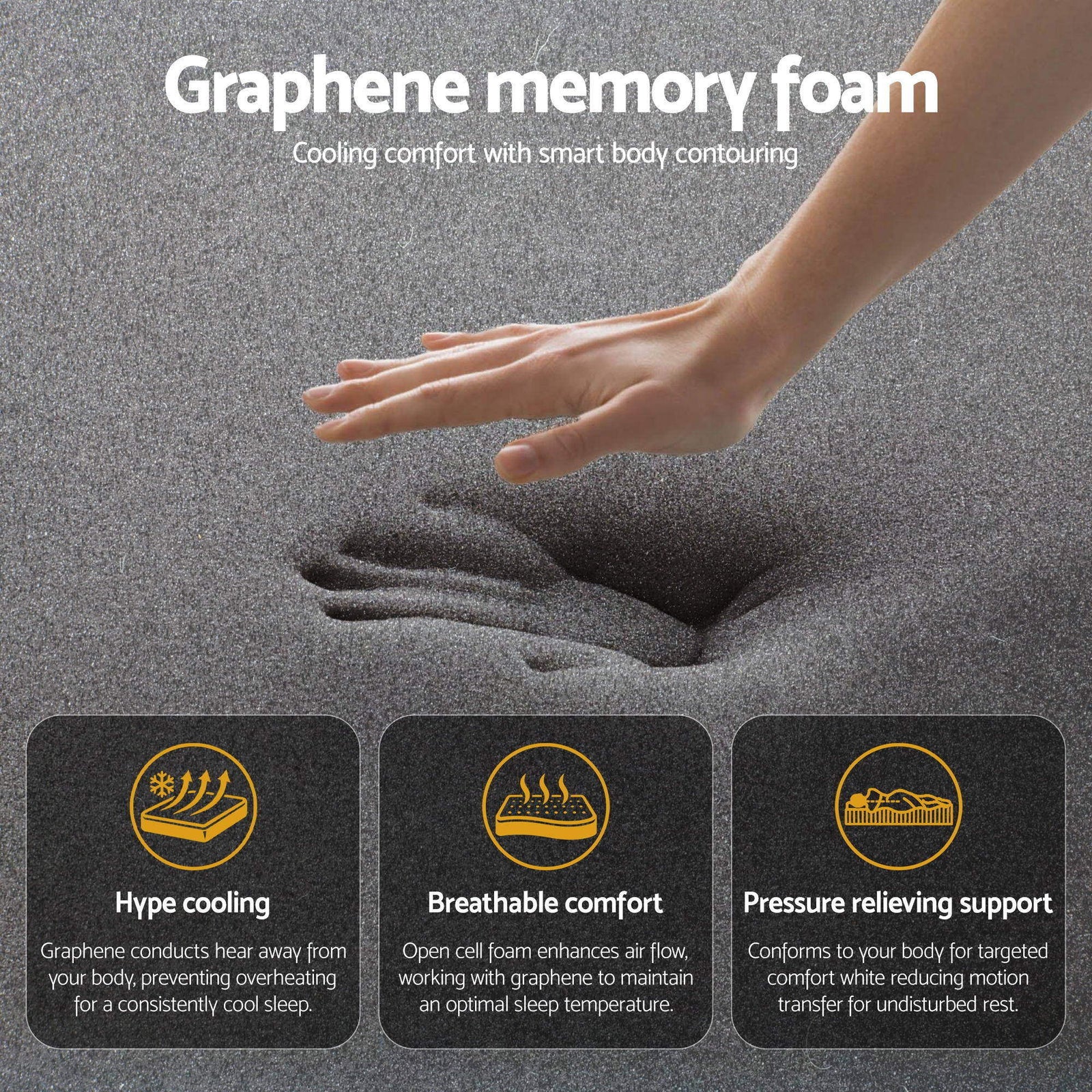 Giselle Bedding 35cm Mattress Graphene Memory Foam Medium Firm Euro Top Mattresses King Single