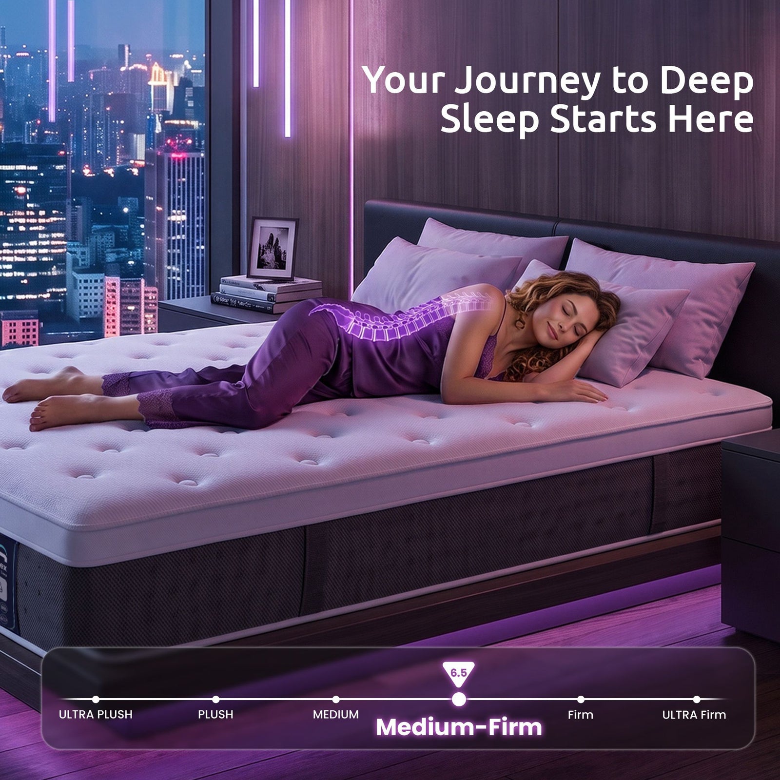 Levitex King Mattress Lumbar Support, 5-Zone Pocket Springs & 2-Row Hardened Edges for Deep Sleep, Cooling Gel Memory & Egg-Crate Foam