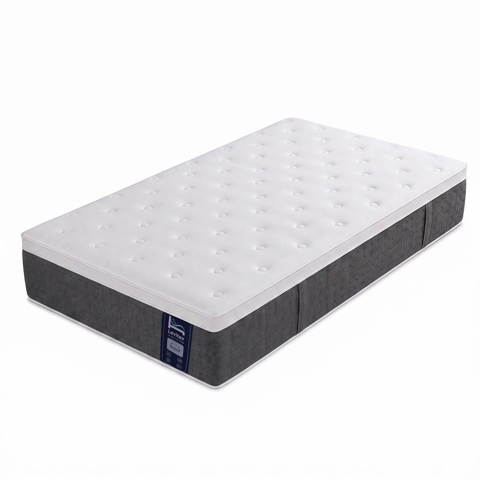 Levitex King Single Mattress Lumbar Support, 5-Zone Pocket Springs & 2-Row Hardened Edges for Deep Sleep, Cooling Gel Memory & Egg-Crate Foam