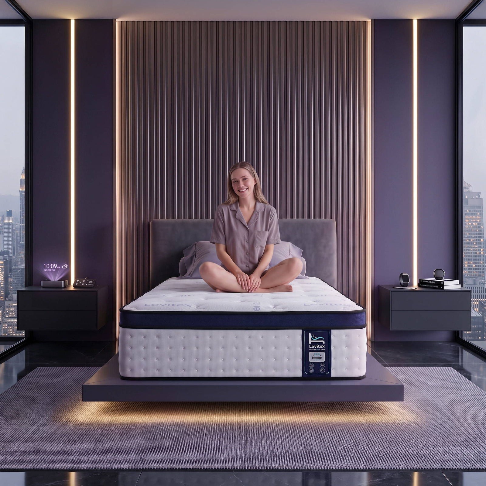 Levitex 35CM King Single Mattresses Gel Memory Foam and 7-Zone Ergonomic Pocket Spring, Anti-Roll Dual-Row Edge, Triple Cooling System for Hot Sleepers