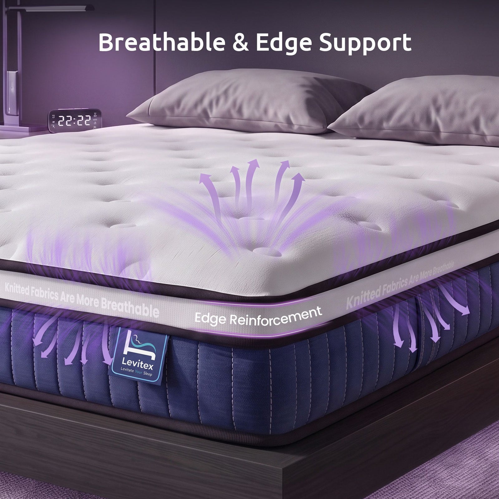 Levitex King Mattress 23CM With Pocket Spring & Cooling Gel Foam, Medium-Firm Full-Body Support, Mattresses In A Box