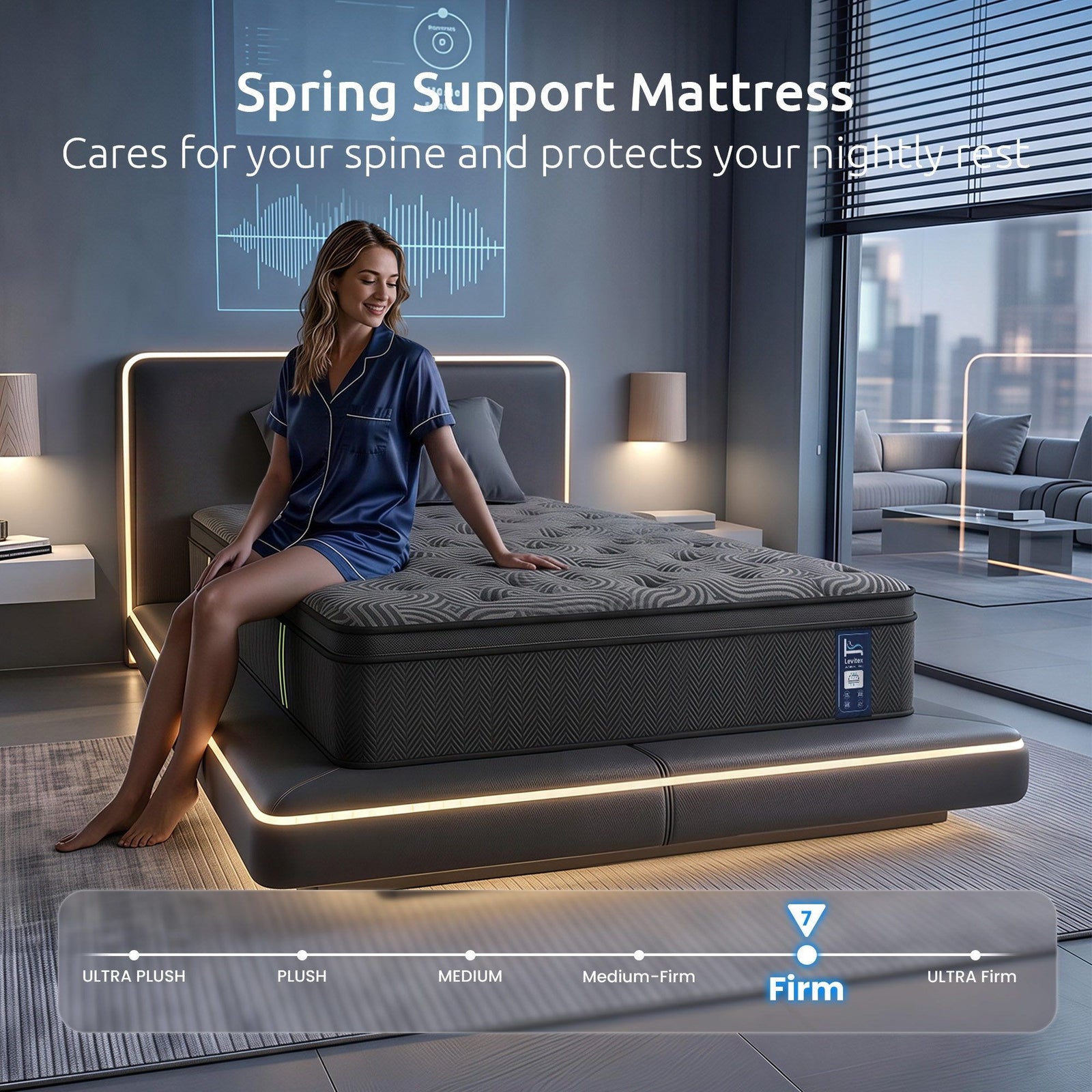 Levitex 34 cm Pocket Spring Mattress with Reinforced Edge Support & 5-Zone Pressure Relief Breathable Gel Memory Foam Hybrid Mattress for Back Pain King Single