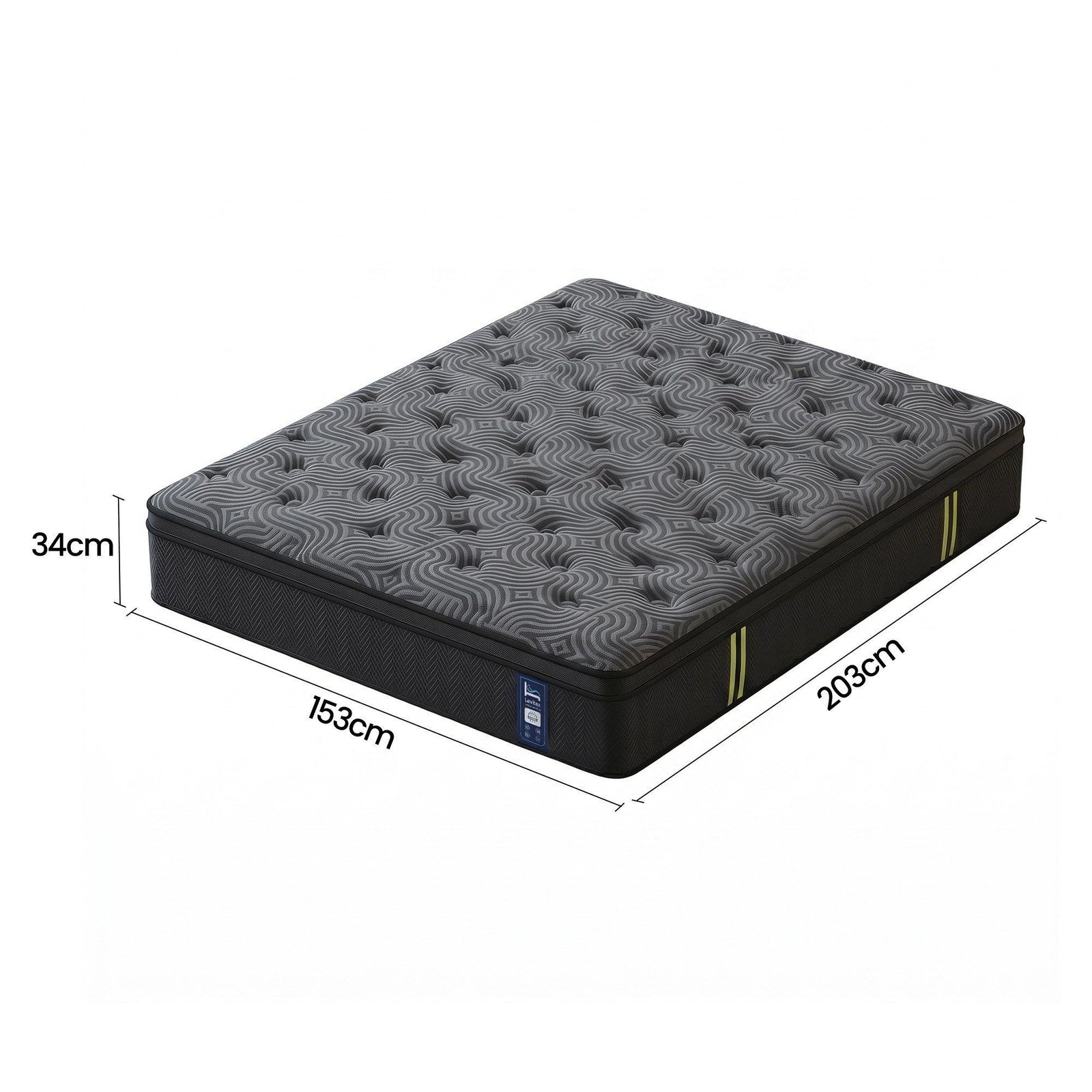 Levitex 34 cm Pocket Spring Mattress with Reinforced Edge Support & 5-Zone Pressure Relief Breathable Gel Memory Foam Hybrid Mattress for Back Pain Queen