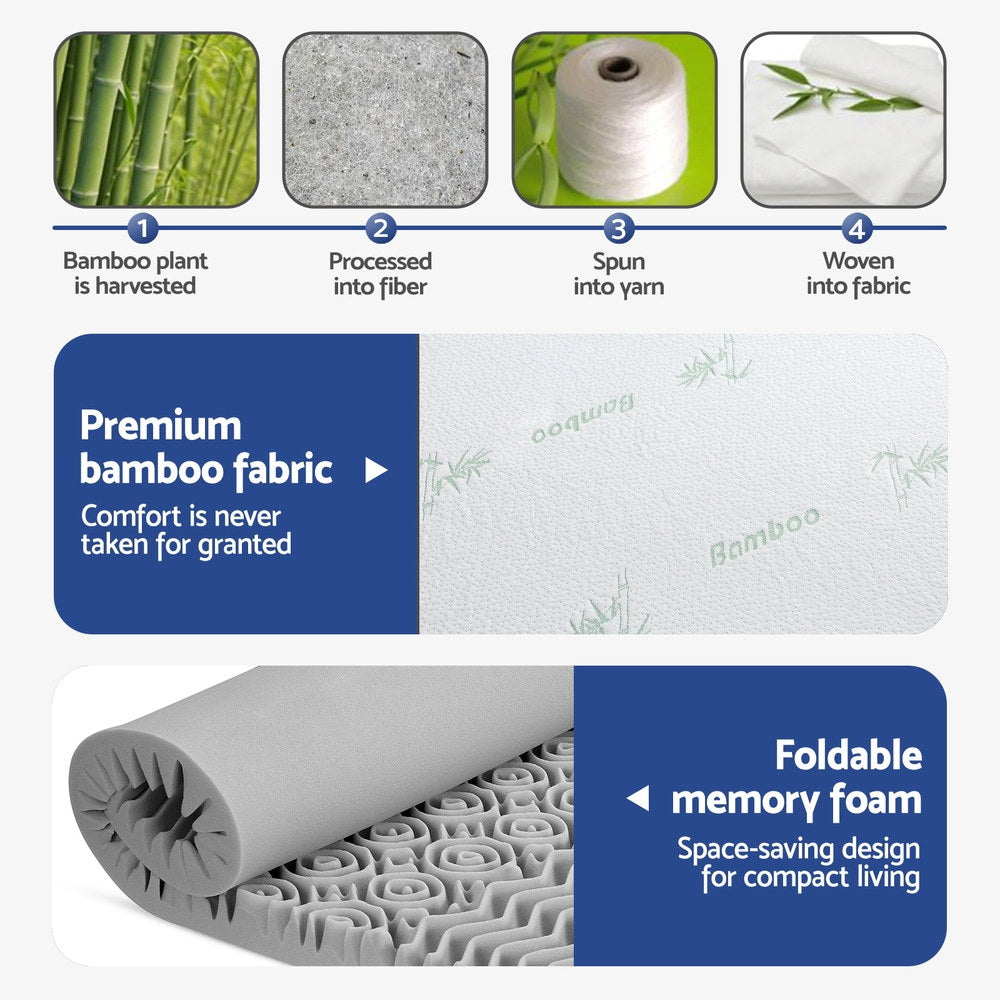 Giselle Bedding 8cm Memory Foam Mattress Topper 7-Zone Graphite Queen