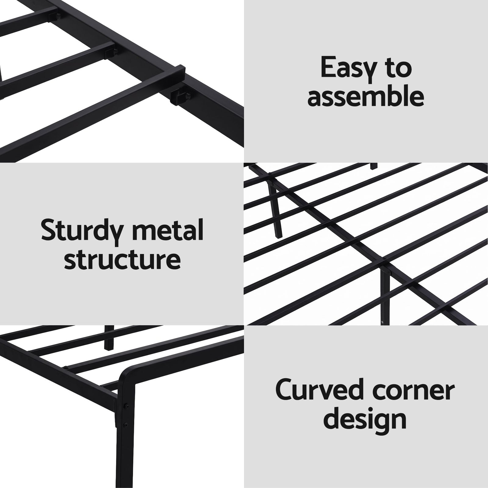 Artiss Bed Frame Queen Size LED Metal Bed Base with Charging Station LAN