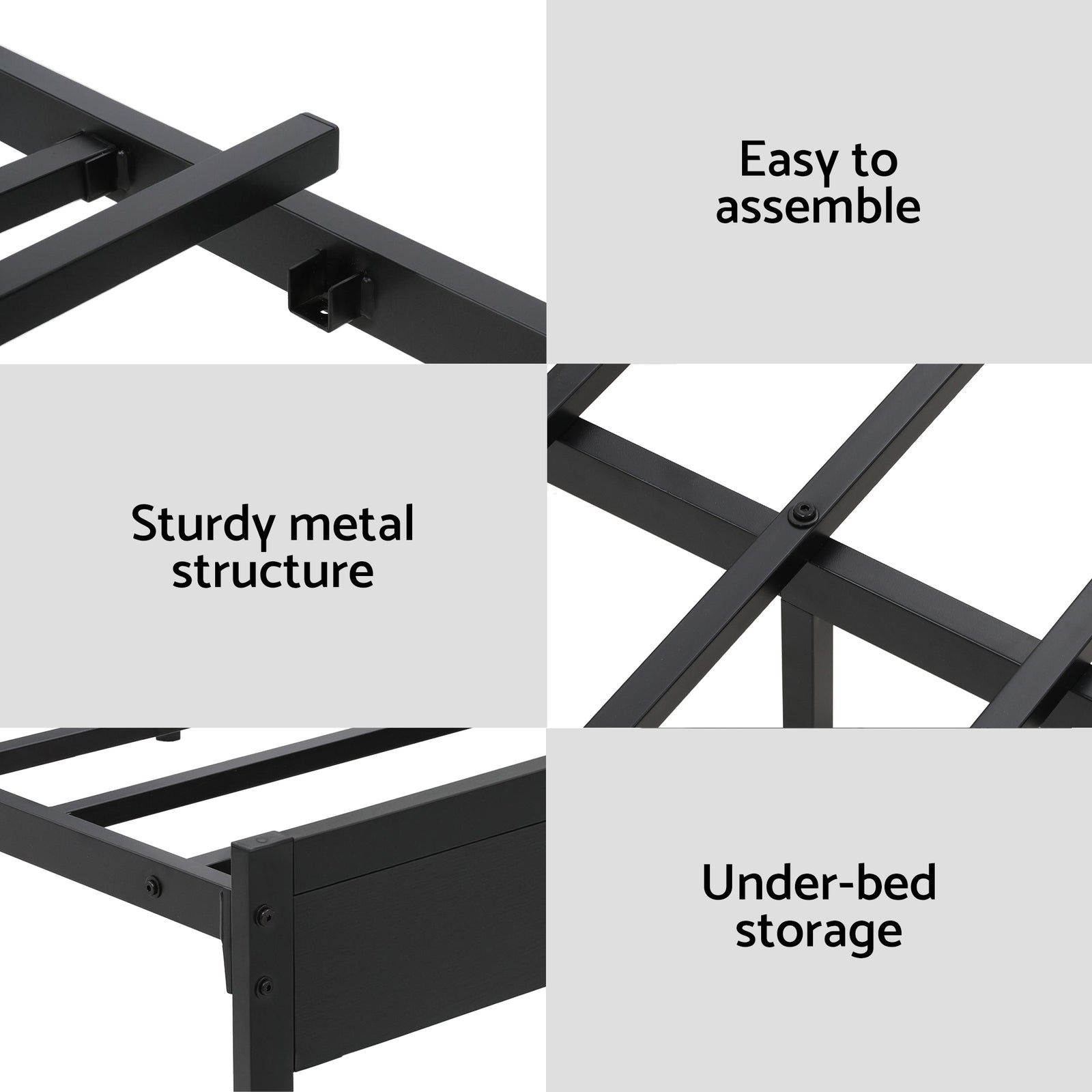 Artiss Bed Frame Queen Size LED Metal Bed Base with Charging Station