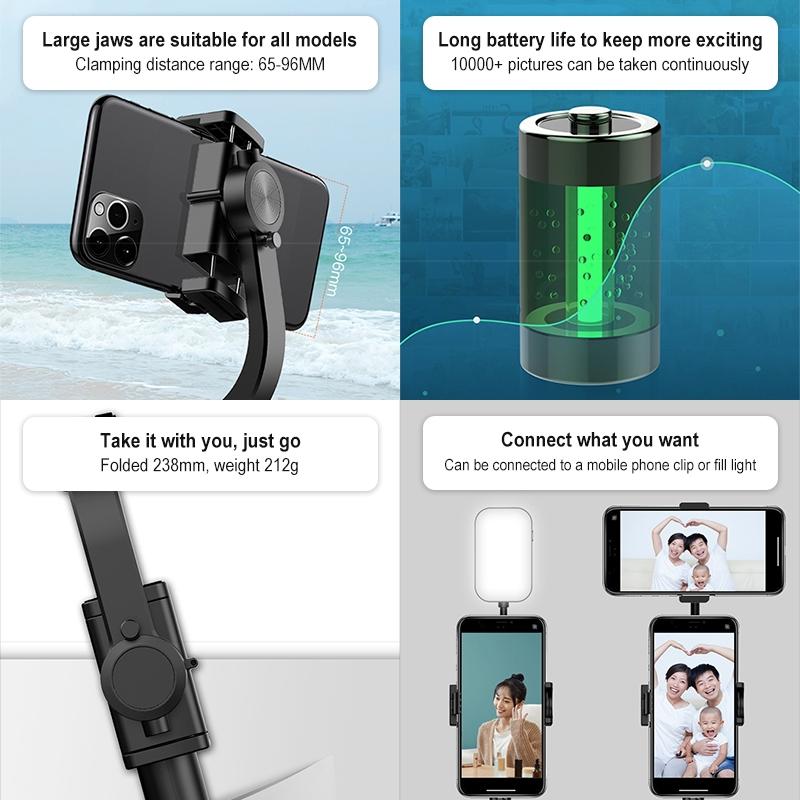 Foldable 3-In-1 Gimbal Stabilizer With Bluetooth Remote And Tripod For Smartphones-1915197701440540677