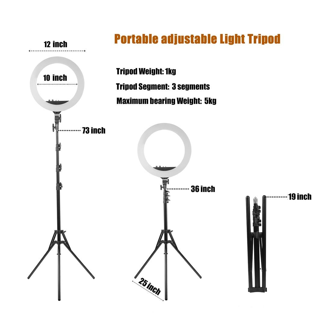 12 Two-Colour Dimmable Ring Fill Light With Tripod - 28W 100-240V-1915198249304723465