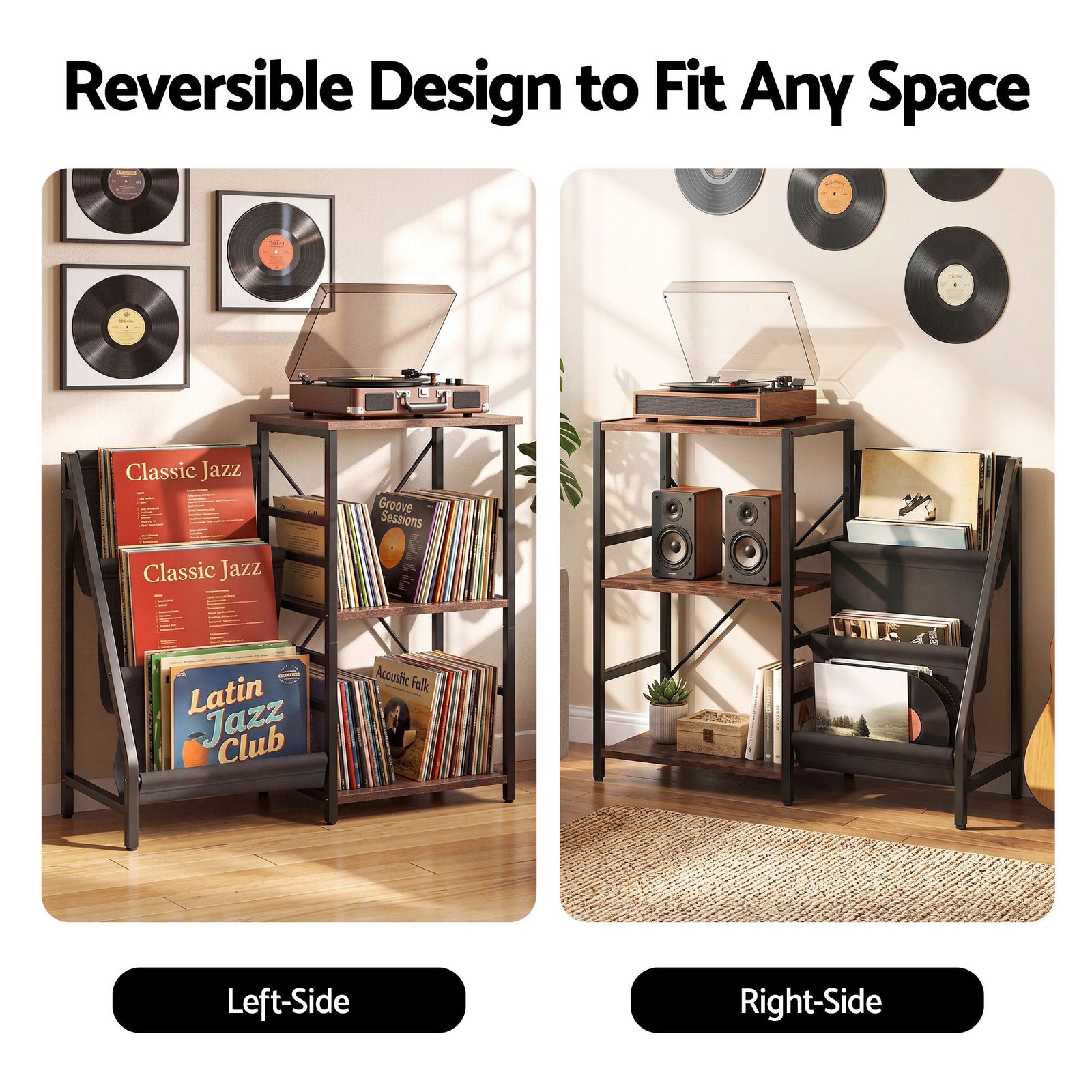 Artiss Record Player Stand with 3-Tier Vinyl Record Storage Turntable Stand
