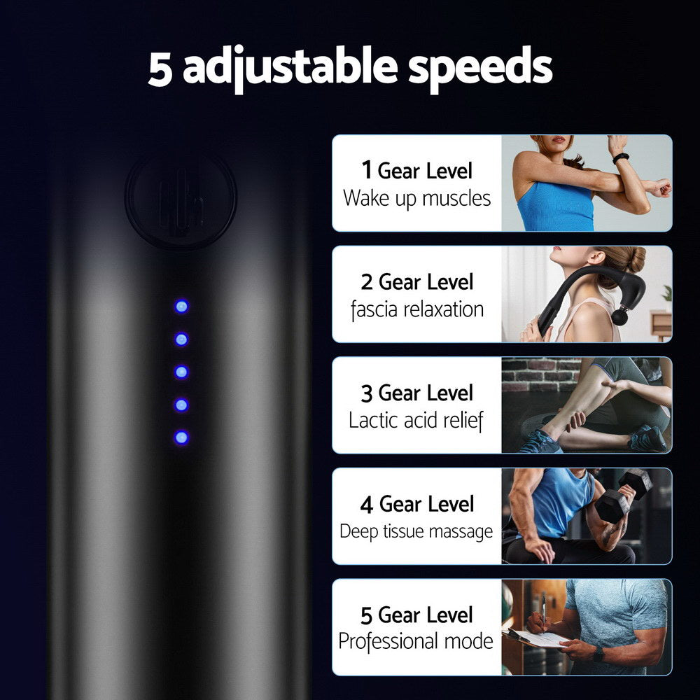 Everfit Massage Gun U-shaped Extended Handle Percussion Massager 4 Heads