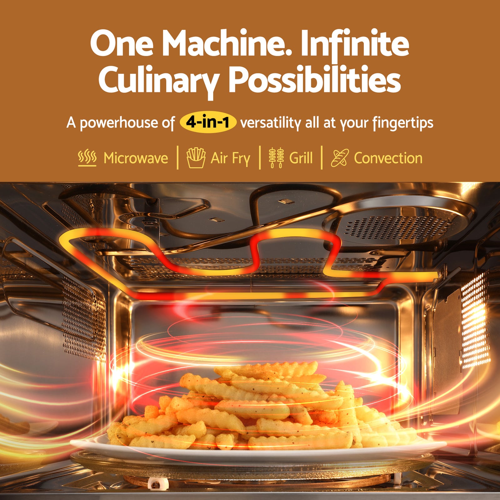 Devanti 30L Microwave Oven 4-IN-1 Air Fryer Convection Grill