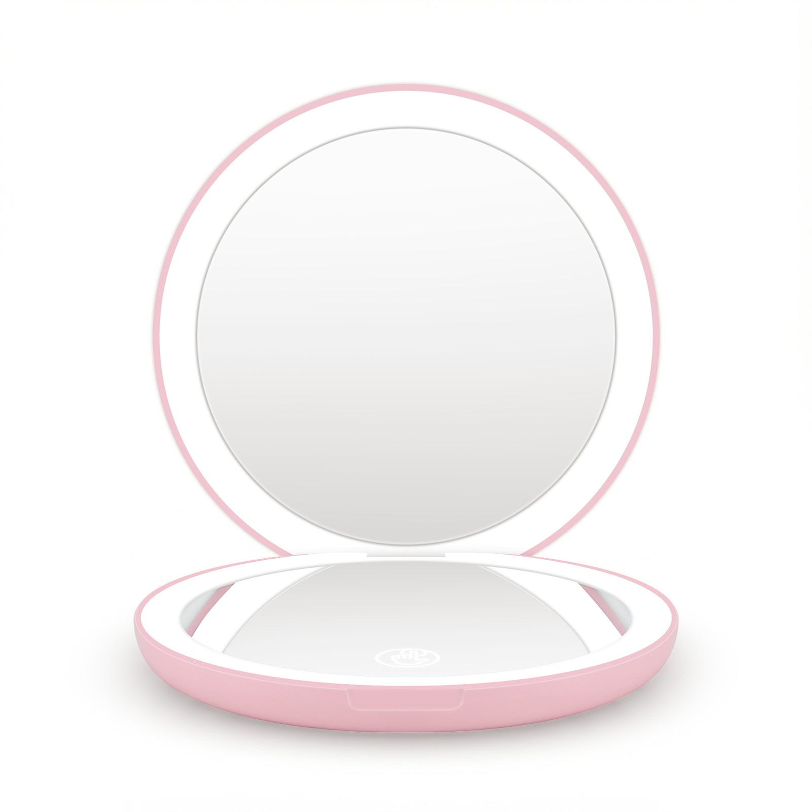 Embellir LED Compact Mirror Lighted Travel Makeup Mirror Pocket-Sized 1x 10x Magnification Round Pink