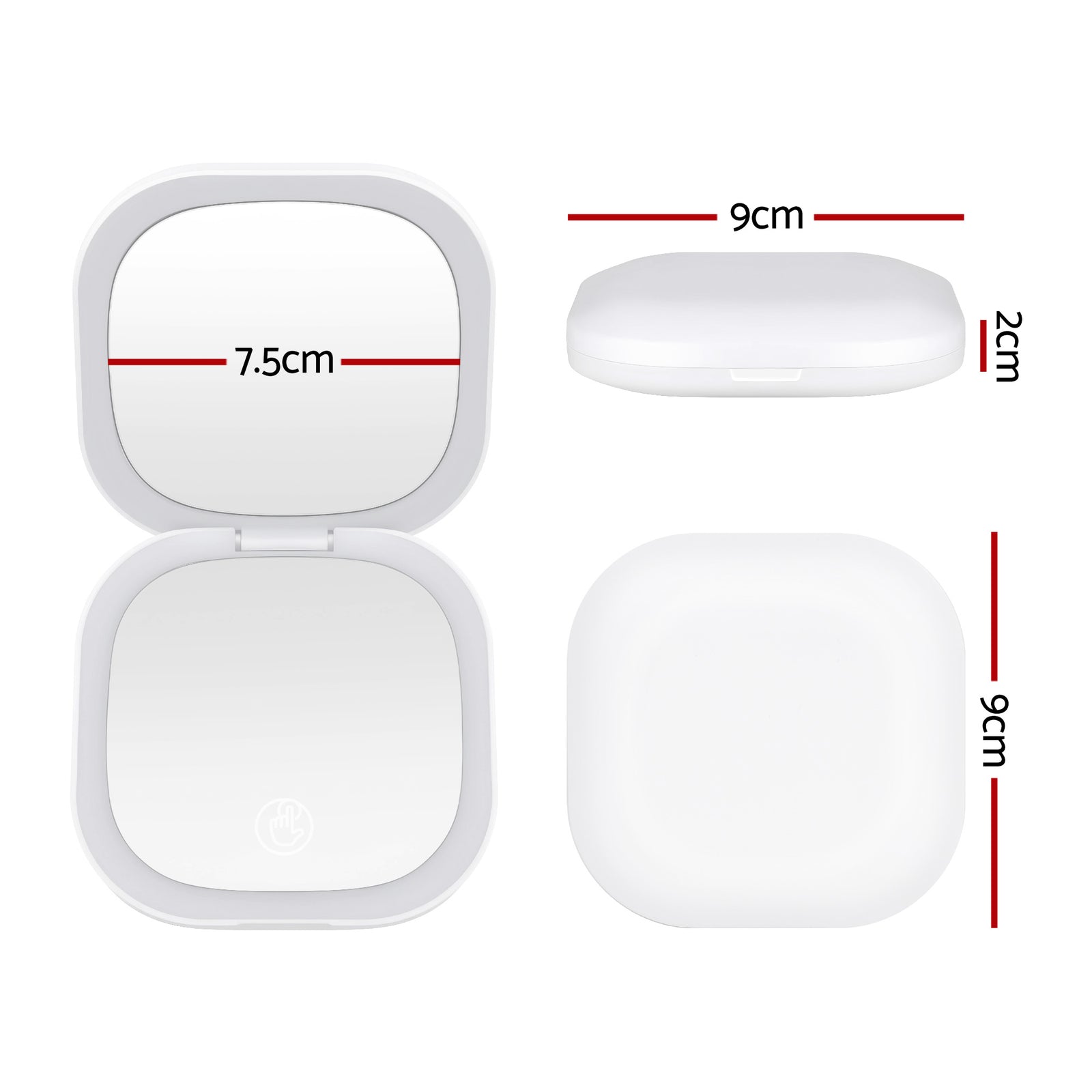 Embellir LED Compact Mirror Lighted Travel Makeup Mirror Pocket-Sized 1x 10x Magnification Square White