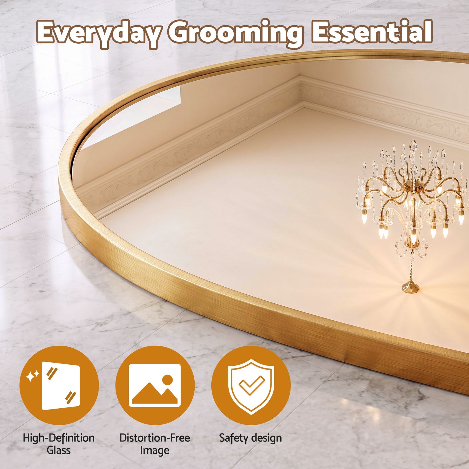 Embellir Arch Wall Mirror, Decorative Gold Frame Mirrors, 61x41cm Bathroom Vanity Mirror, Slim Frame for Living Room Entryway Bedroom Decor