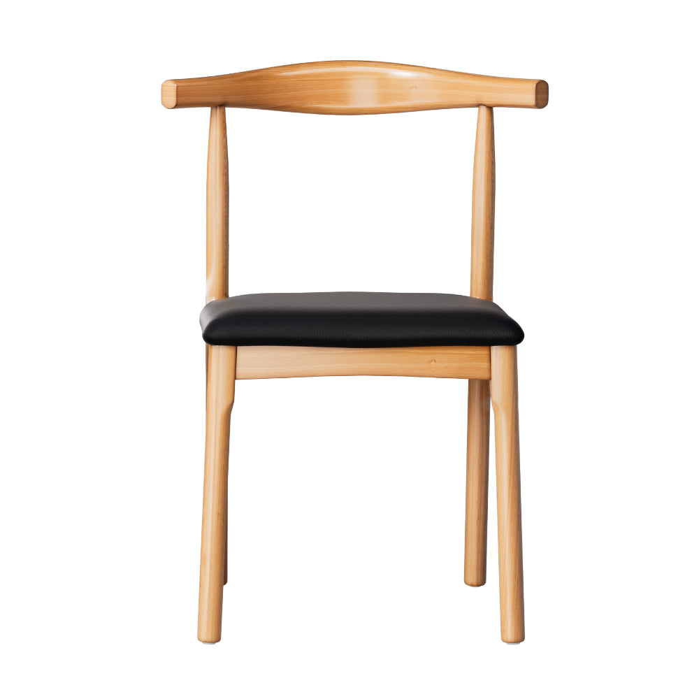 Artiss 2x Dining Chairs Rubber Wood Leather Seat Black