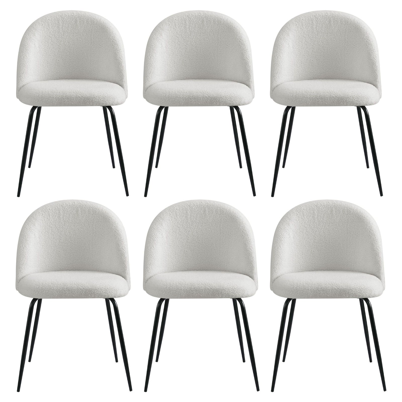 Artiss Dining Chairs Set of 6 Sherpa Boucle White