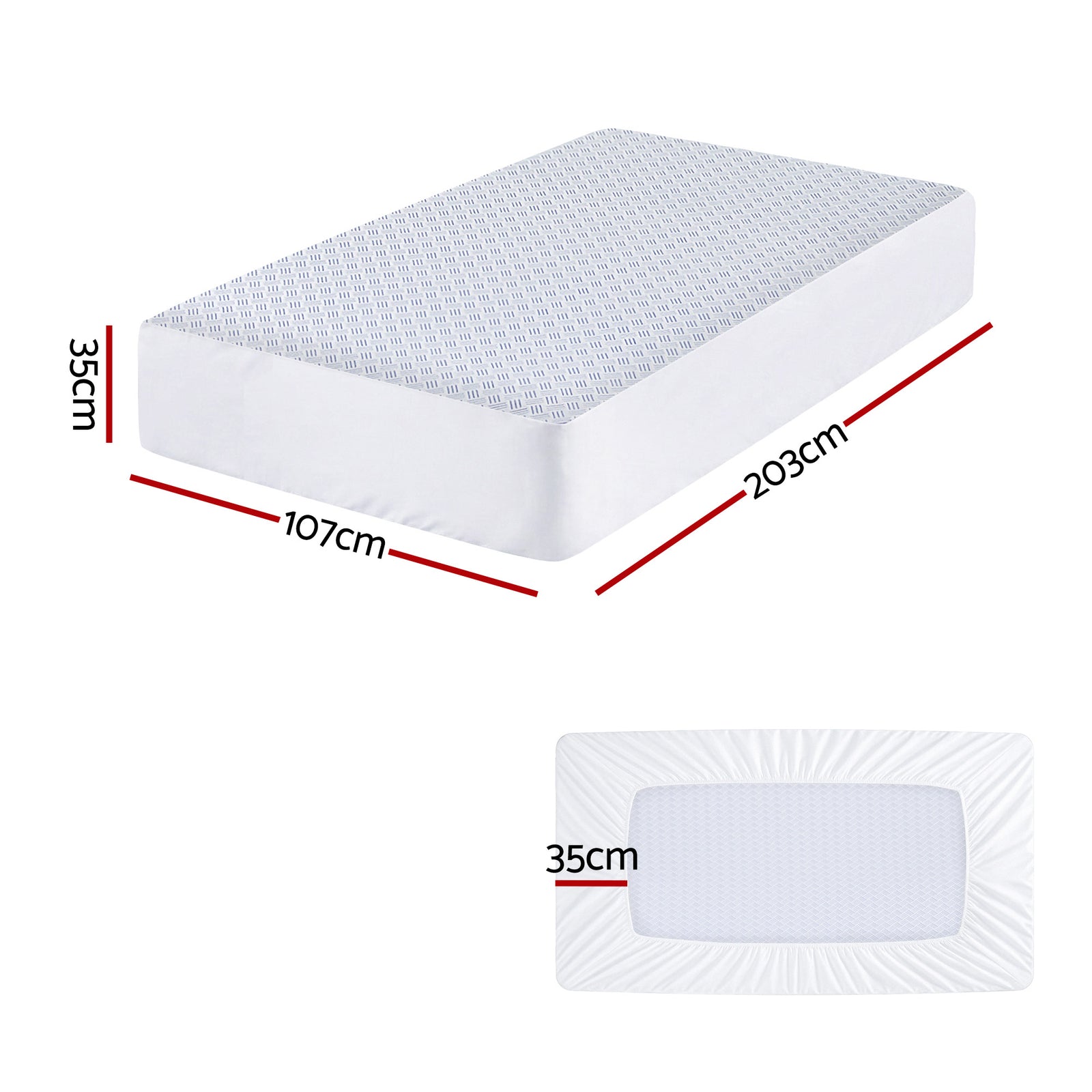 Giselle Cooling Mattress Protector Waterproof Deep Pocket Fitted Cover King Single