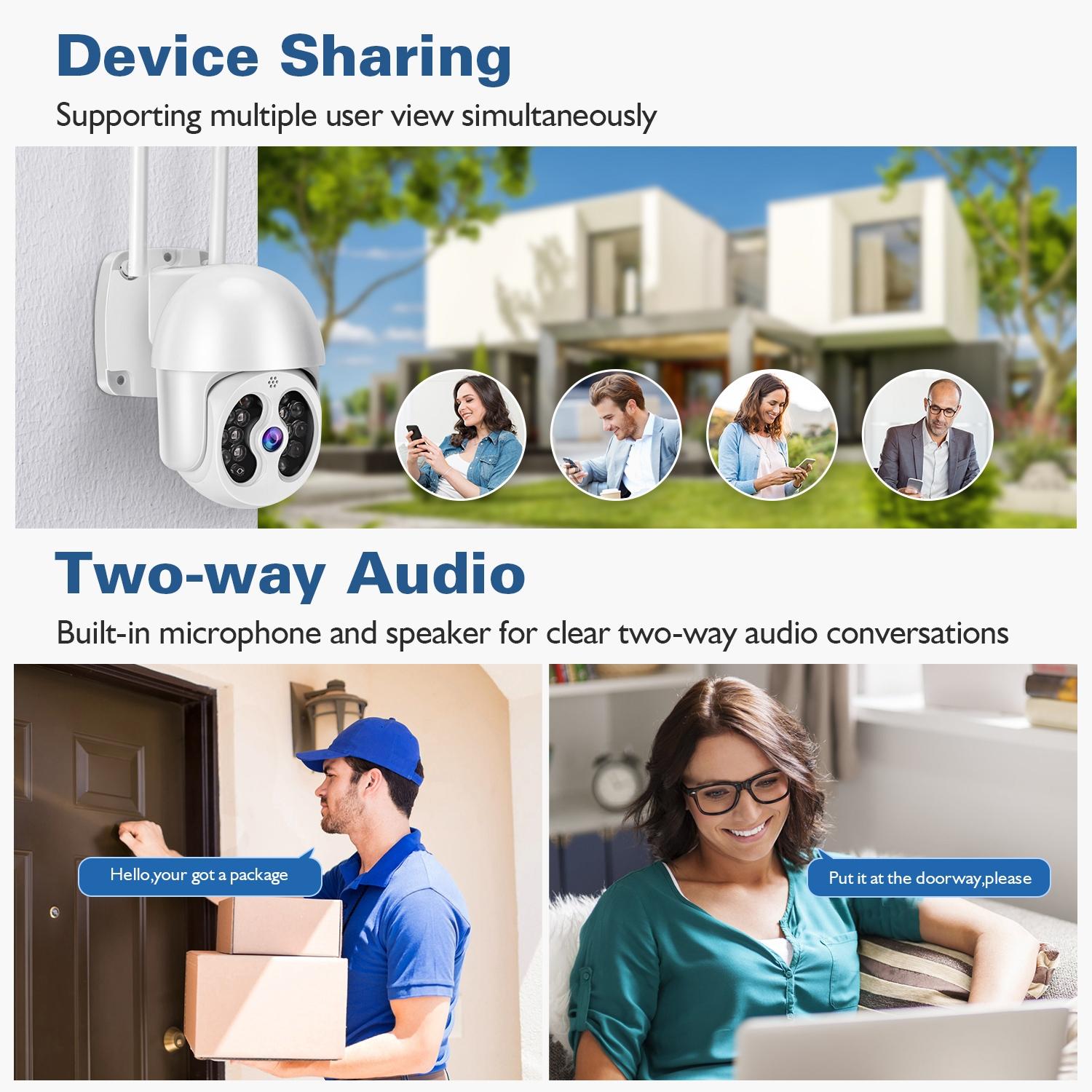 Wireless Ip Camera With 3.0Mp Waterproof Motion Detection 2-Way Audio Night Vision & Tf Card-1915196615405211652