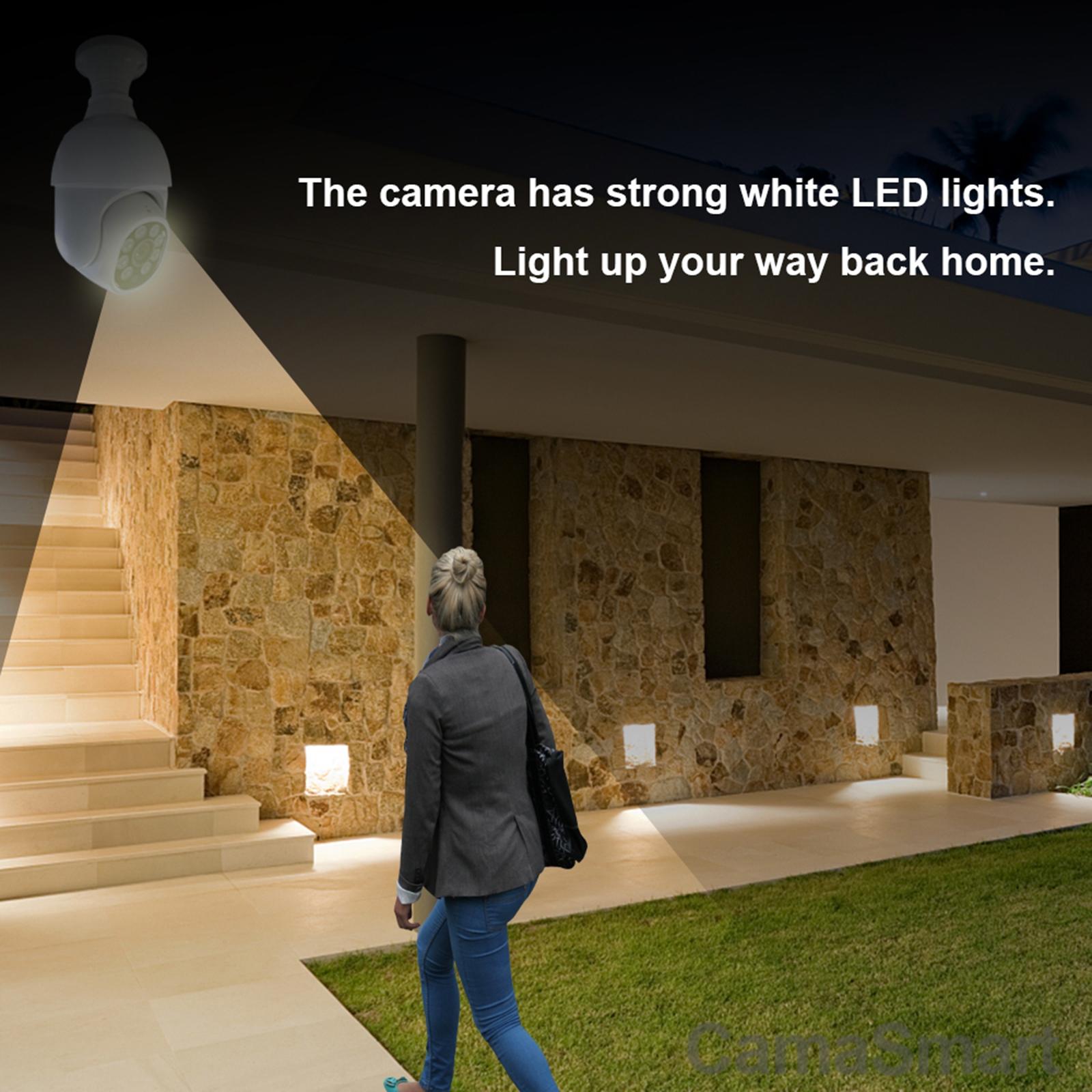 Outdoor Wifi Light Bulb Camera With Night Vision & Motion Detection - Tf Card Support-1915197191916490756