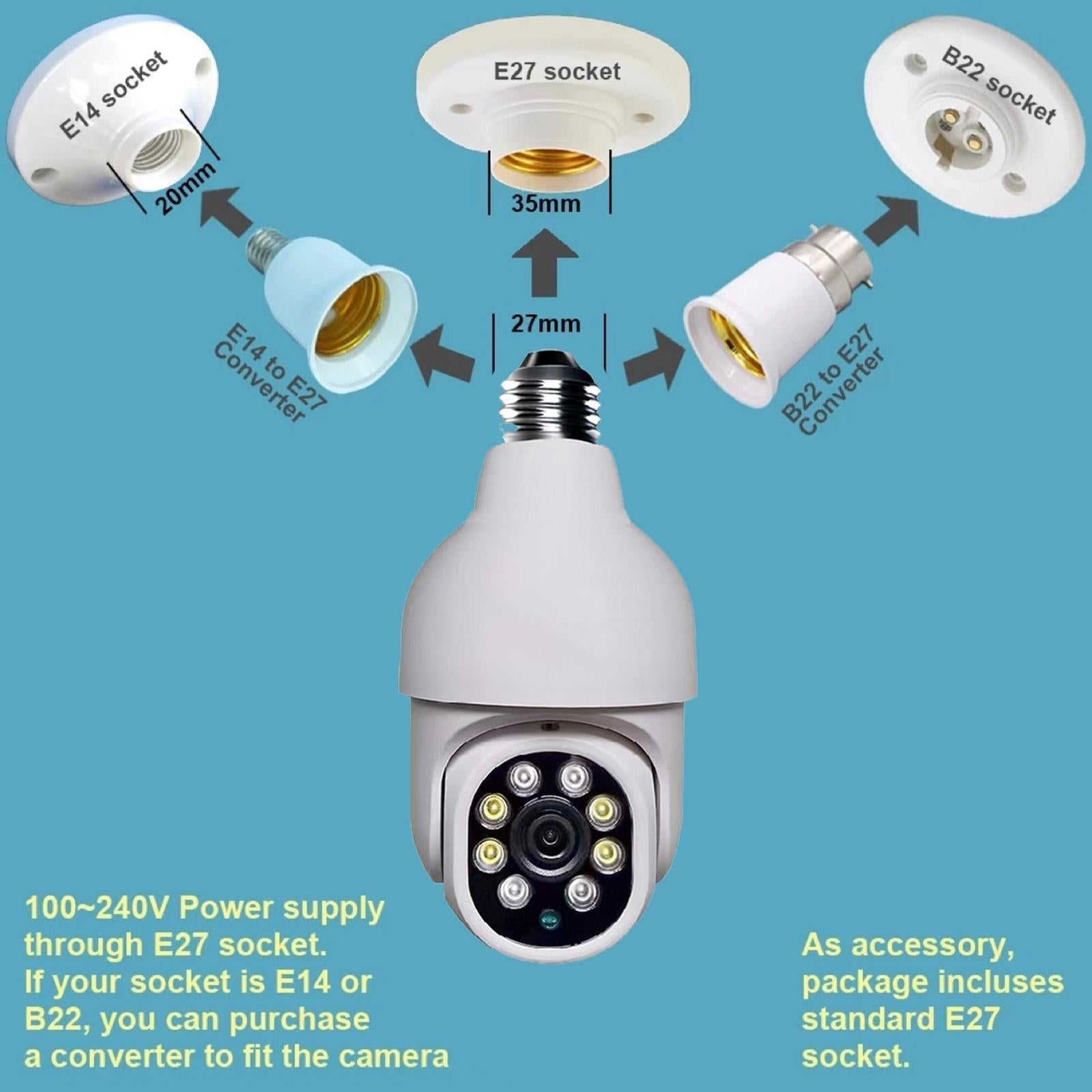 Outdoor Wifi Light Bulb Camera With Night Vision & Motion Detection - Tf Card Support-1915197191916490759