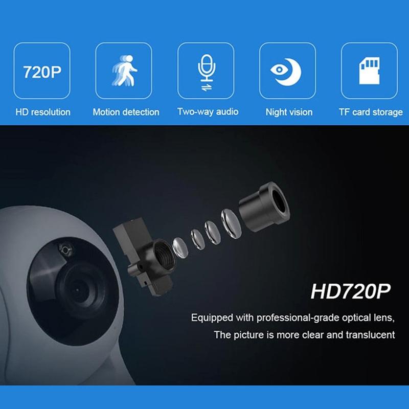 720P Smart Wifi Monitor Camera With 100W Wide Angle Lens Night Vision & Tf Card Expansion-1915196642512998403