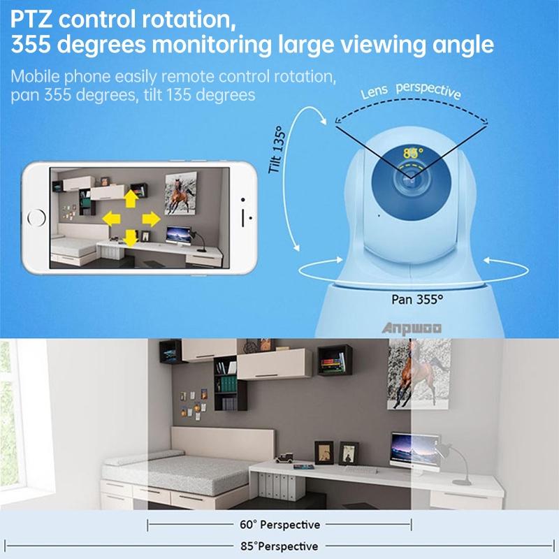 720P Smart Wifi Monitor Camera With 100W Wide Angle Lens Night Vision & Tf Card Expansion-1915196642512998409
