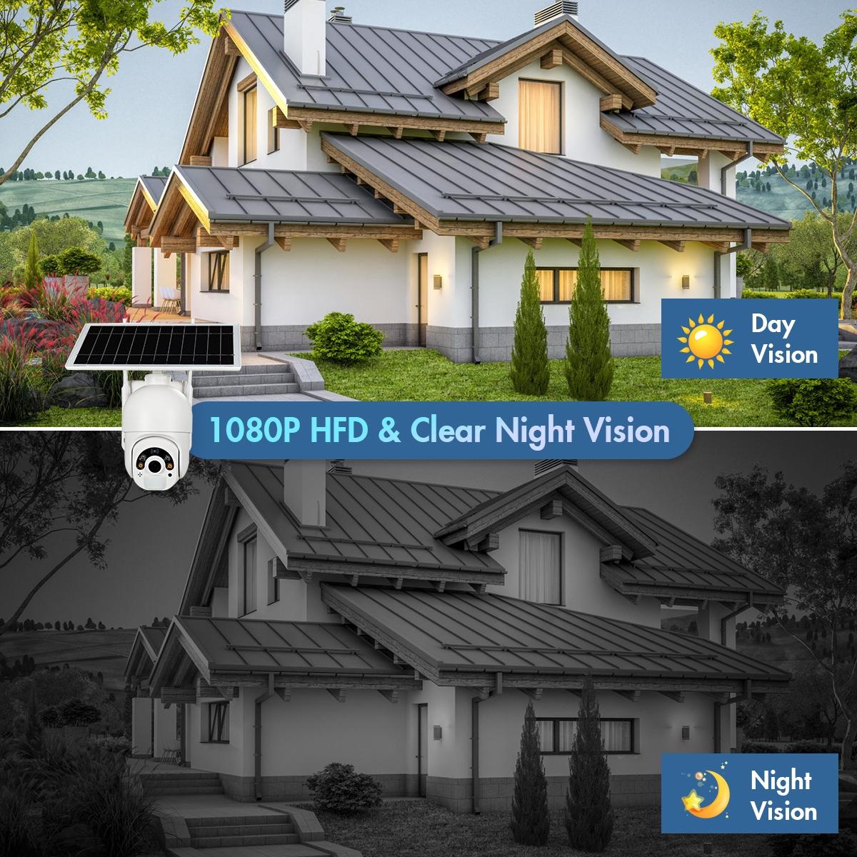 Solar-Powered Wifi Camera With 1080P Hd Pir Alarm Night Vision And Two-Way Audio-1964932321308184581