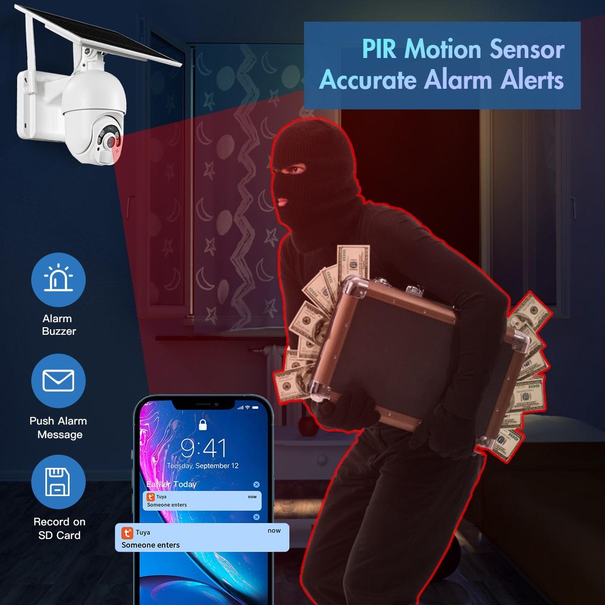 Solar-Powered Wifi Camera With 1080P Hd Pir Alarm Night Vision And Two-Way Audio-1964932321308184585