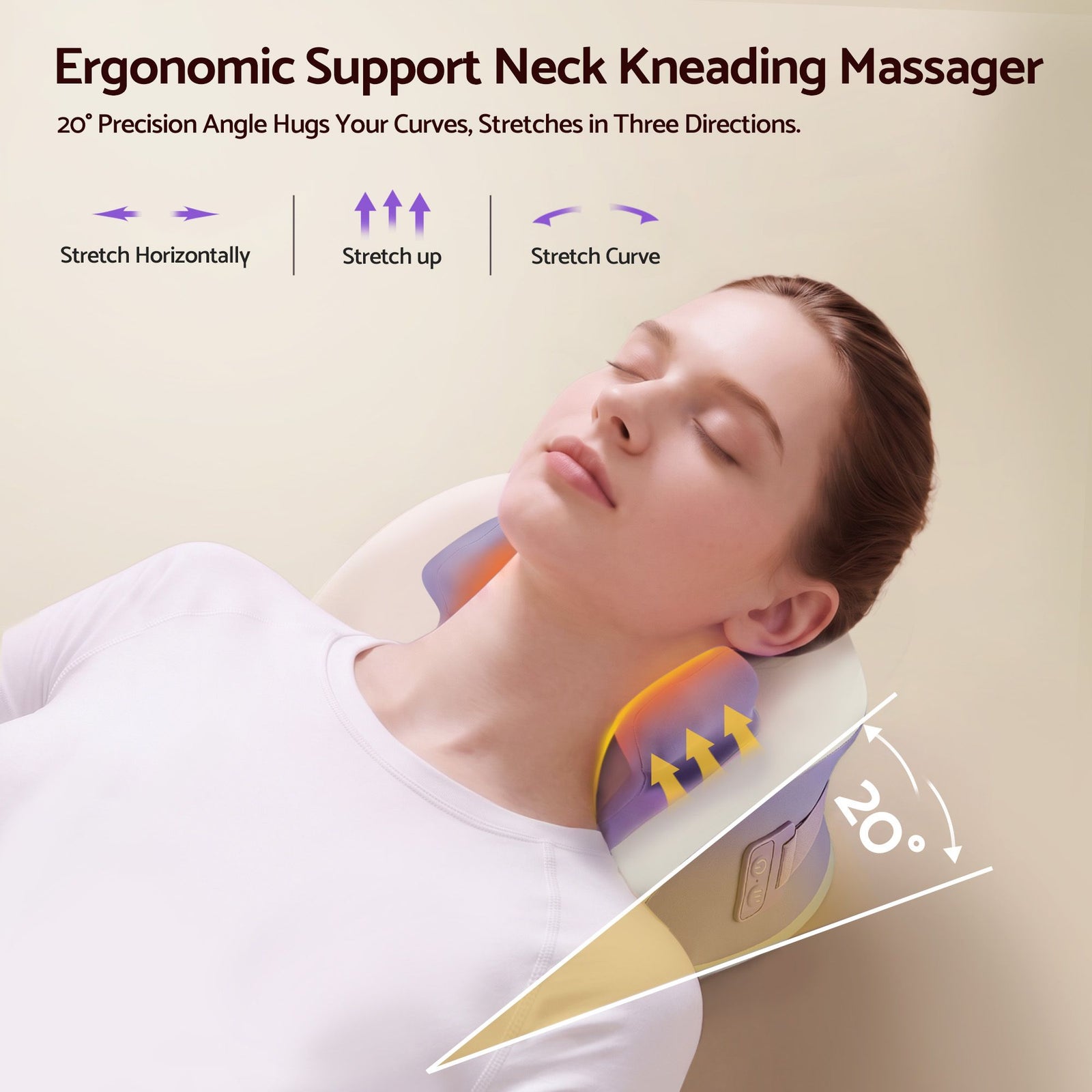Livemor Neck & Shoulder Massage Pillow with Heat, Cordless 4D Kneading Massager for Home & Office