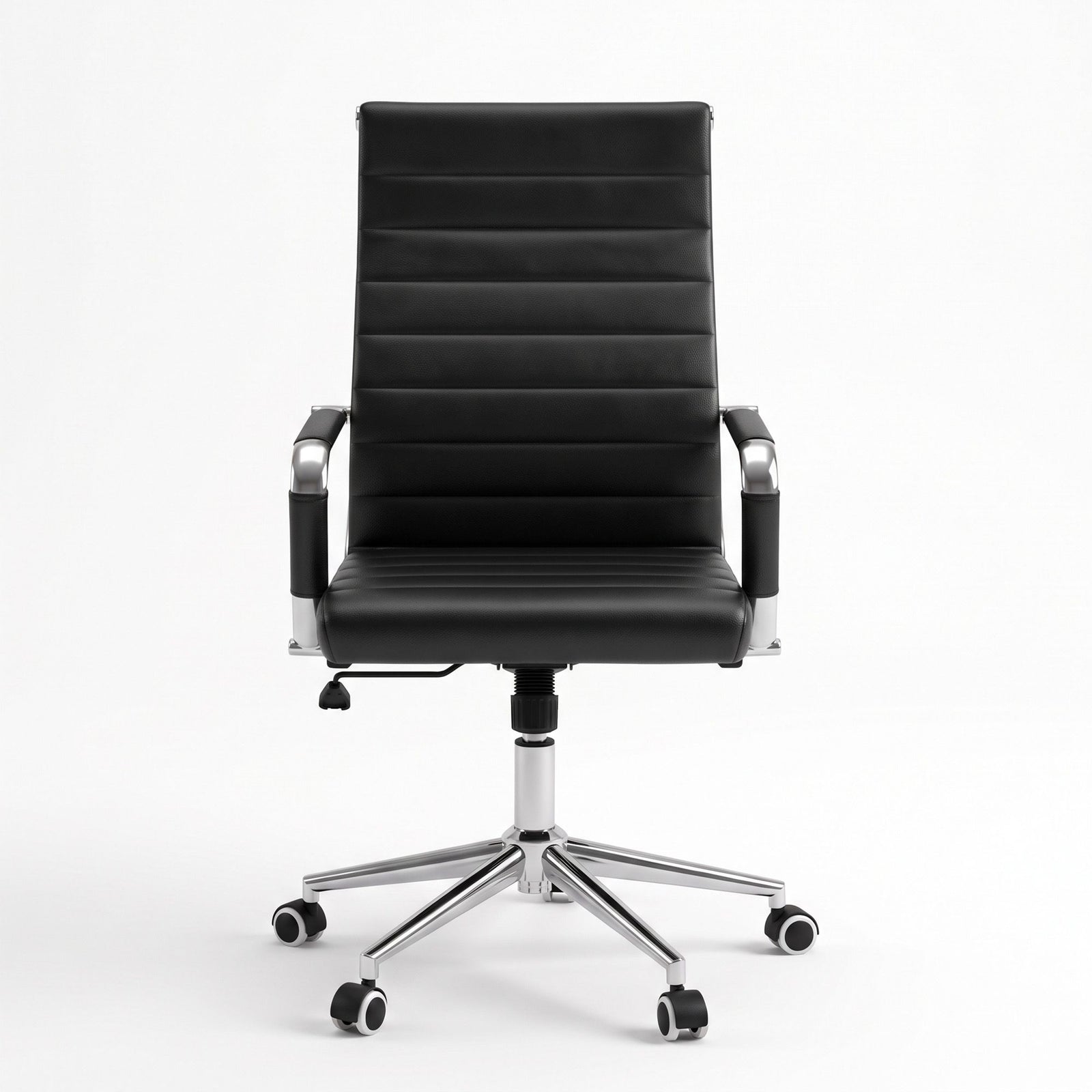 Artiss Conference Office Chair Swivel Computer Chair High Back Ribbed PU Leather Black