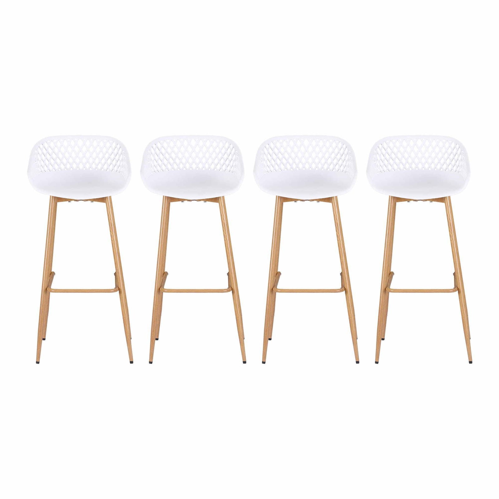 Gardeon 4-Piece Outdoor Bar Stools Plastic Metal Dining Chair Balcony White