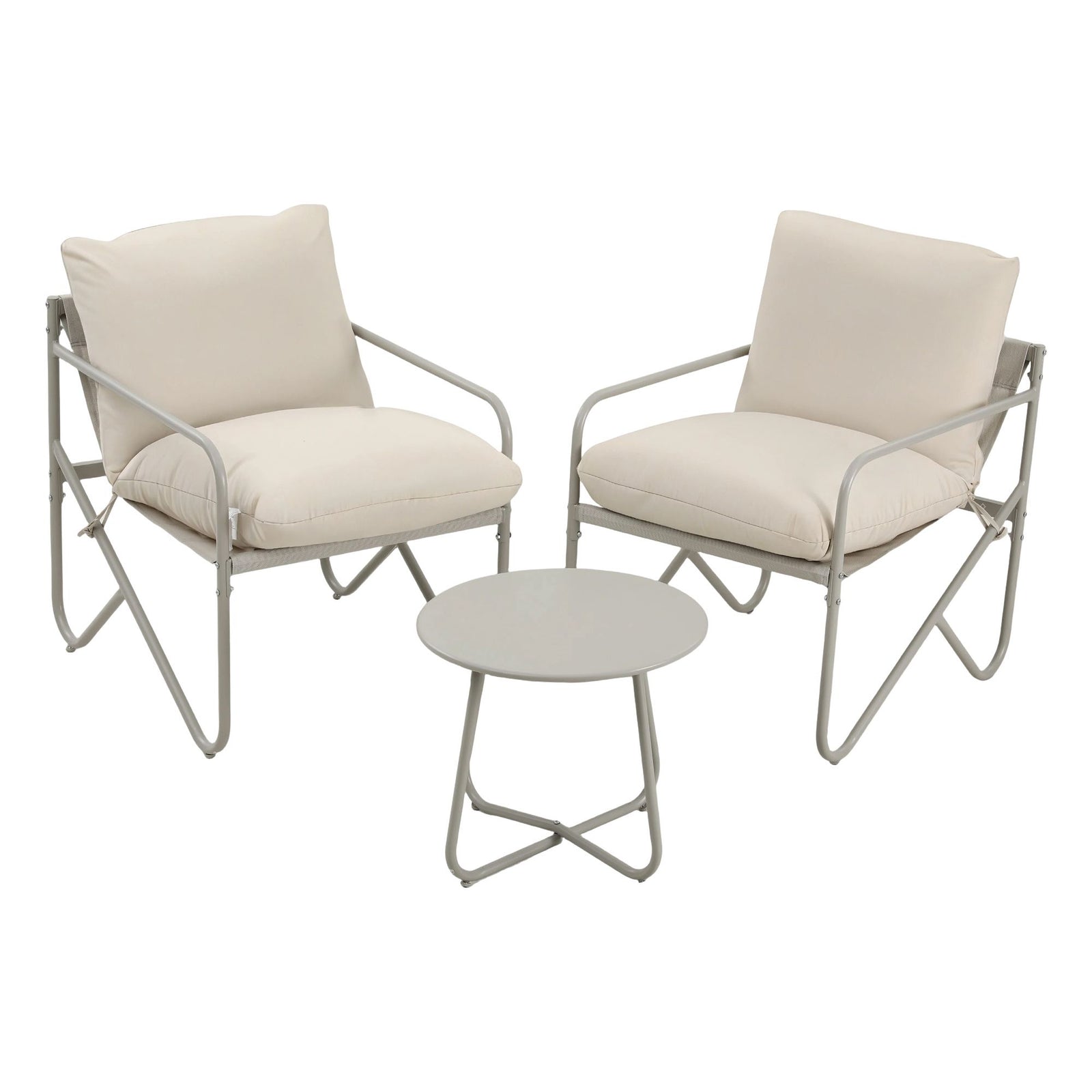 Gardeon Outdoor Bistro Set 3 Piece Patio Furniture Conversation Table and Chairs Khaki